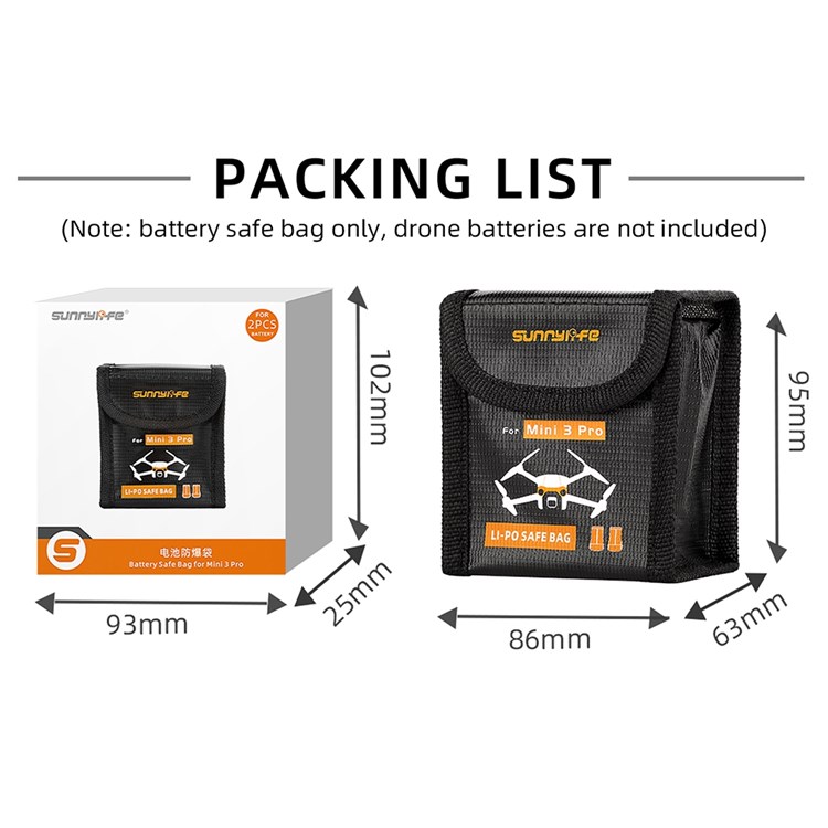 Sunnylife Lipo safe bag for Mini 3 pro (For 2 batteries) - Airytek